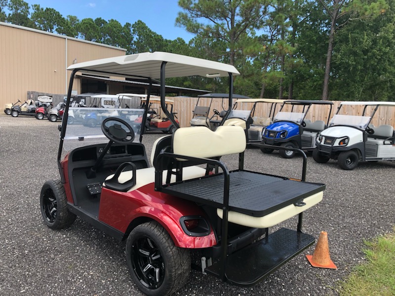 #6087 EZGO 2018 ELiTE Red Left Rear - Gulf Atlantic Vehicles